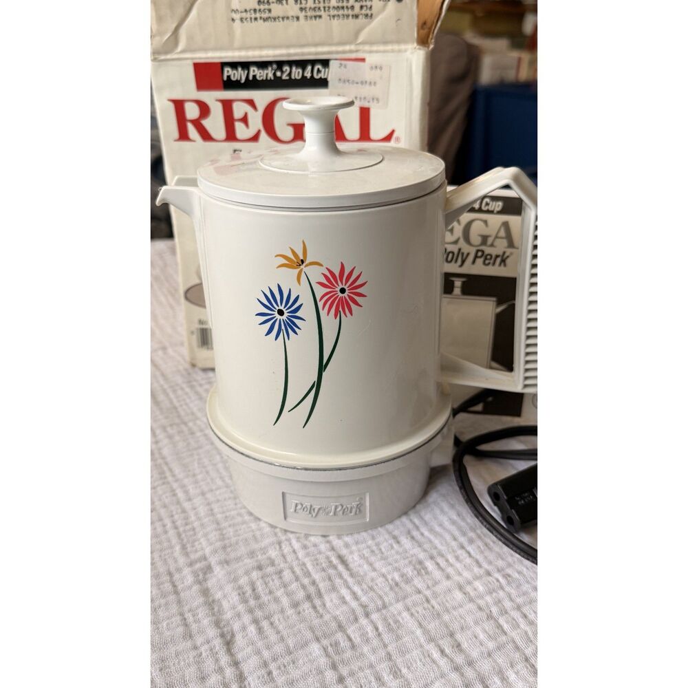 Vintage Regal Poly Hot 5-Cup Electric Water Kettle Coffee Tea Warmer K7427
